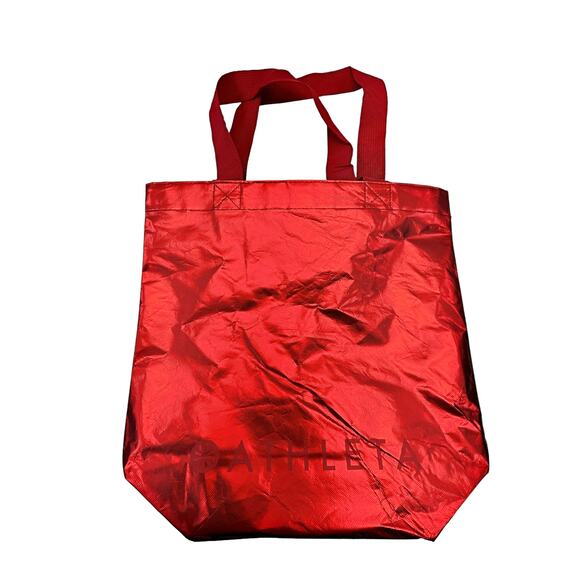 Athleta Shimmering Red Metallic Holographic Tote Bag Reusable 15" Y2K Glam - Picture 1 of 4